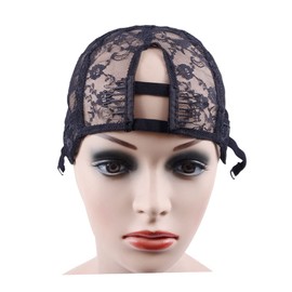 YANTAISIYU 1 Gorro De Peluca Tejido Con Banda Elástica Y 2 Pinzas Para El Cabello En La Parte Delantera Para Hacer Peluca, Extensiones De Cabello, Trama Diy (Negro) S Medio