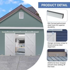 Exterior Barn Door Hardware Kit, BARNSMITH 10FT Sliding Barn Door Hardware Heavy Duty Doors Track Kit for Double Doors Use, Wall Mount, Black (Hardware Only)