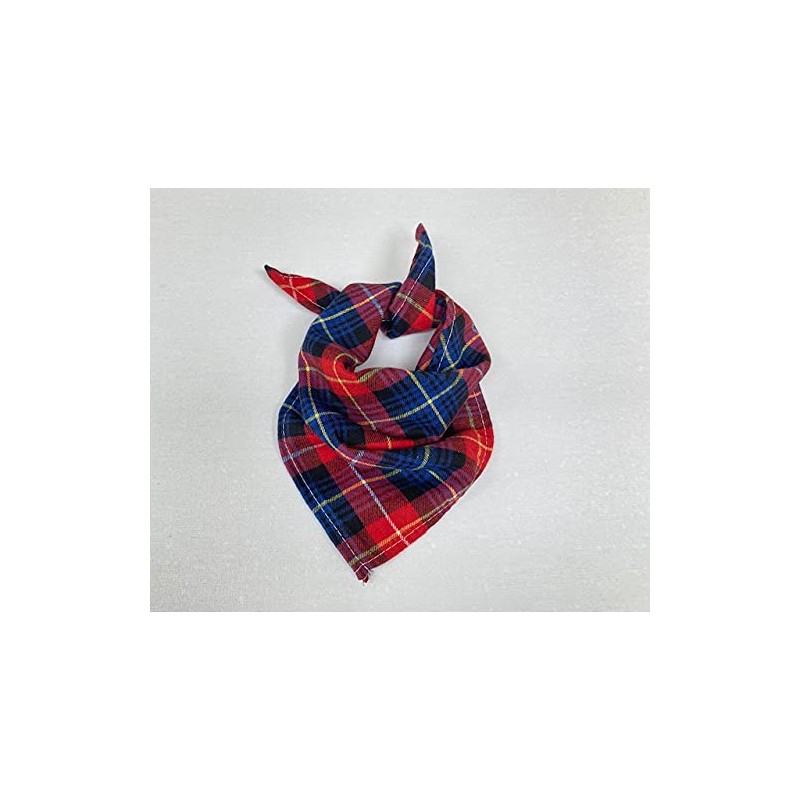 Tartan Check Dog Bandana, Ties Like a Neckerchief, Soft Cotton
