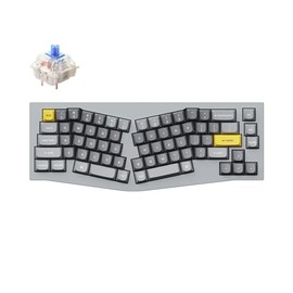 Keychron Q8 Wired Custom Mechanical Keyboard Knob Version, 65% Alice Layout QMK/VIA Programmable with Hot-swappable Gateron G Pro Blue Switch Double Gasket Compatible with Mac Windows Linux (Grey)