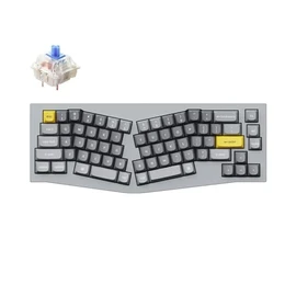 Keychron Q8 Wired Custom Mechanical Keyboard Knob Version, 65% Alice Layout QMK/VIA Programmable with Hot-swappable Gateron G Pro Blue Switch Double Gasket Compatible with Mac Windows Linux (Grey)