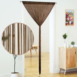 YaoYue Beaded Curtain Door String Curtains for Doorways Tassels Beads Hanging Fringe Hippie Window Hallway Entrance Wall Closet Bedroom Privacy Decor (Dark Brown, 39" W x 110" L (Pack of 1))