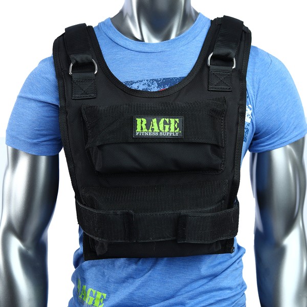 Rage Fitness Adjustable Weighted Vest, Black, One Size