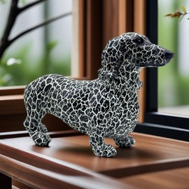 Art Dachshund Dog Statue Figurine Sculpture Resin Collectible Gifts for Dachshund Dog Lover Office Home Decor Desk Accessories Decoration Garden Figurines Outdoor Decor Colorful (Color C)