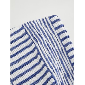 CIDER Women's Strapless Dress Tube Striped Long Midi Dresses A Line Shirred Beach Vacation Casual Summer Outfits Blue