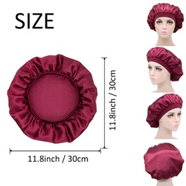 Phantasy® Satin Hair Cap, Silk Bonnet for Sleeping Hair Protect Elastic Satin Hair Cap for the Night, Silk Bonnet for Women and Girls, Purple + Khaki + Black