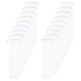 HARFINGTON 18pcs Umbrella Bags 22.8" x 5.1" Wet Umbrella Sleeve Cover Reusable Frosted Folding Umbrella Storage Bag with Drawstring for Folding Travel Umbrellas, White