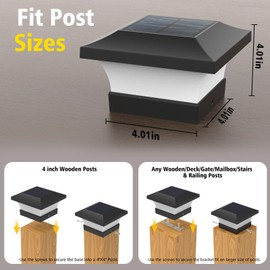 T-SUN Post Solar Lights, Outdoor Waterproof Solar Post Cap Lights for 4x4 Wooden & Vinyl Posts, Deck, Fence, Garden, Mailbox, Sustainable Solar Lighting (Warm White-2 Pack)