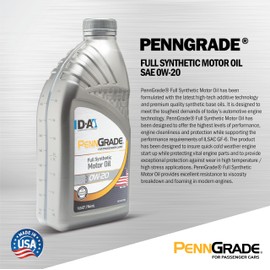PENNGRADE 62816, Full Synthetic Motor Oil SAE 0W-20, 1 Quart (4 Pack)