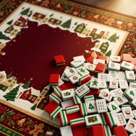 Circular Mahjong Arrangement Christmas Tiles 30x23x13mm Acrylic 160 Tiles Santa Xmas Tree GiftColor: Multicolored dice