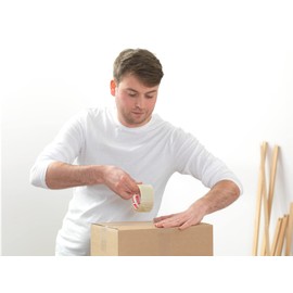 tesa Pack Strong - Low Noise Parcel Tape for Packaging Parcels and Shipping Boxes - Transparent - 3 Rolls of 66 m Each - 50 mm