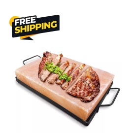 Pink Salt Wall Himalayan Salt Block 12x8x1 with Tray – Natural Grilling, Seasoning & Serving