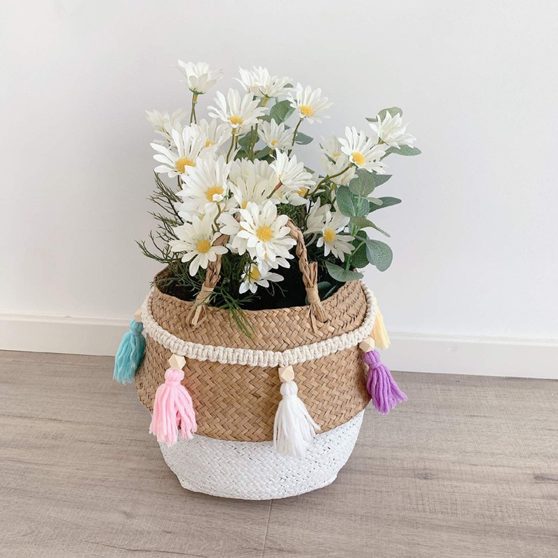 ZOONAI 2 Pack Macrame Cotton Tassel Banner with Beads Wall