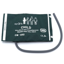 Manguito NIBP universal para niños pediátricos, 18-26 cm, tubo único, reutilizable, nailon, color verde oscuro, manguito de presión arterial de repuesto, sin conector
