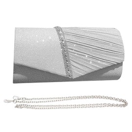 KBRPEY Women's Clutch Elegant Glitter Evening Bag with Chain Bridal Bag Envelope Bags Made of Rhinestone Shoulder Bags for Wedding Party Leisure Date Wedding Party Banquet Holiday, silver