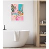 Kate and Laurel Tiger Bathtub Vibrant Dopamine Decor Framed Canvas