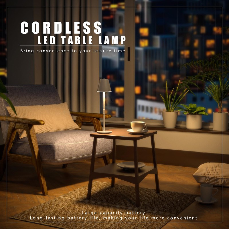 2 Pack LED CordlessTable Lamp,4000mAh Rechargeable Battery Desk lamp,3 Level