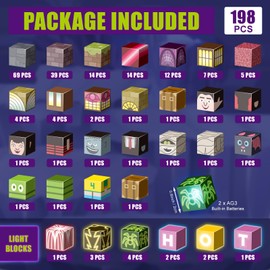 Glowing Magnetic Blocks - 198PCS Enchanted Hotel Magnetic Building Cubes Set,Educational Sensory Stacking Kit & STEM Learning Play,Christmas Birthday Creative Gifts for Kids Boys & Girls Ages 3+