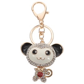 NUOBESTY 1Pc Monkey Keychain with Rhinestone, Zinc Alloy Decorative Key Ring for Car Keys, Backpack, Purse, 4.64 x 2.28 x 0.39 Inch, Black
