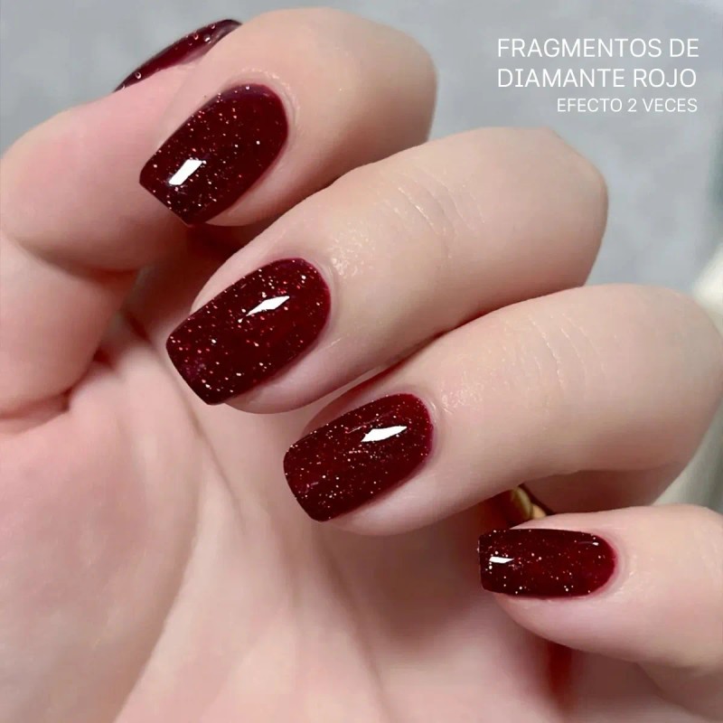 Xeijayi 1pc Sparkling Red Rhinestone Gel Nail Polish Me105 Red