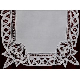 Creative Linens White Battenburg Lace Table Runner 16x70 Inch Dresser Scarf, 100% Cotton (16x70 oblong-1pc)