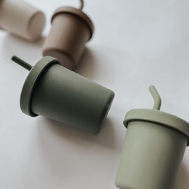 nouka Straw Cup | 100% Food-Grade Silicone | Spill-Proof | Non-Slip & Soft | Dishwasher Friendly | Lipstick Pink | Size 6 Oz