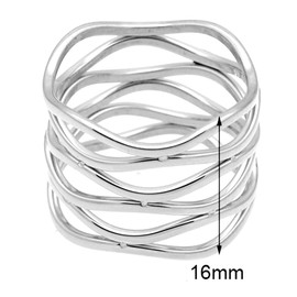 Jude Jewelers Stainless Steel Braide Wave Wrap Style Statement Promise Anniversary Ring (Silver, 7)