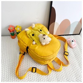 Rivhom Toddler Backpack for Boys and Girls, Cute bear Cartoon Mini Backpack for Kids 2-6 Years (Yellow)