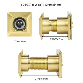 Earl Diamond Solid Brass Square HD 220 Degree Door Viewer Peephole with 28mm Drill Bit and Privacy Cover, Compatible with Door Thick from 1-21/32" to 2-1/8", Satin Gold