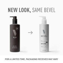 Bevel Bevel All Day Body Lotion for Men with Shea Butter and Argan Oil, Lightweight Formula Softens and Smoothes Skin, 16 Oz (Packaging May Vary)