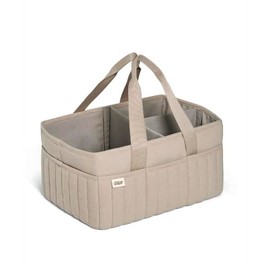 Mamas & Papas Nappy Caddy - Cashmere Waffle | Textured Waffle Fabric Design, Multi-Compartment Interior, Durable Carry Handle, Portable Nursery Organizer