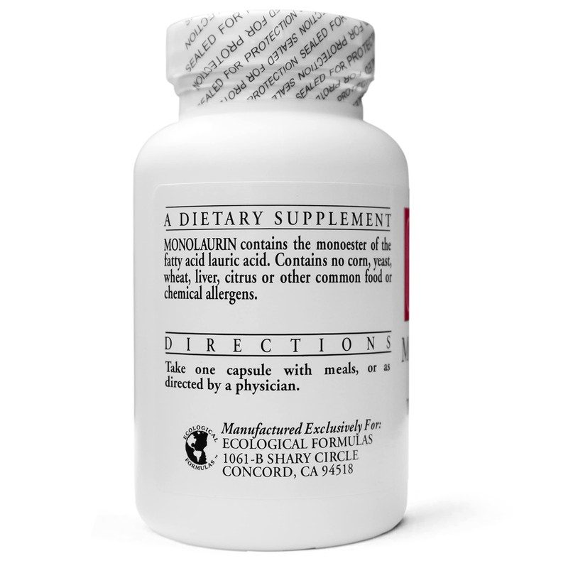 Ecological Formulas 600 mg Monolaurin - Two Individually Sealed Bottles