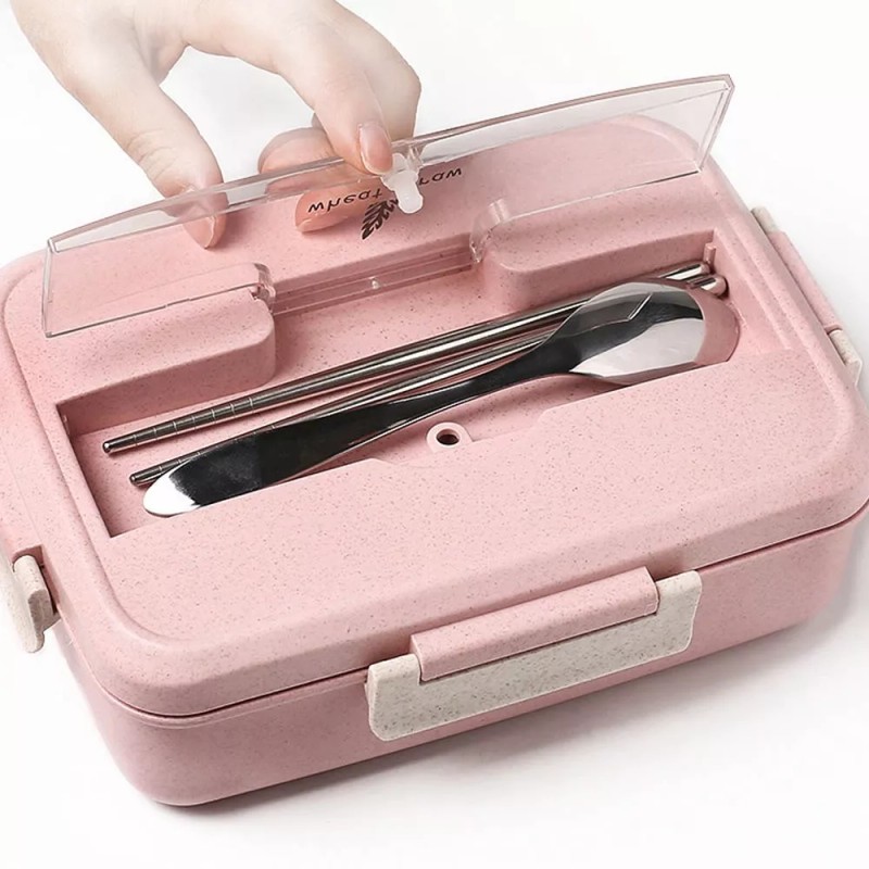 Maíz Contenedor Lonchera Box Lunch Topper Portatil + Cubiertos