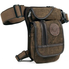 Hebetag Drop Leg Bag Canvas Thigh Pouch for Men Women Tactical Military Motorcycle Bike Cycling Multi-pocket Waist Fanny Pack Travel Hiking Climbing Outdoor Pocket Coffee