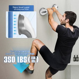 Grab Bars for Bathtubs and Showers, 2 Pack Shower Handles for Elderly with Strong Suction, 12 Inch Bathroom Shower Safety Bars for Seniors and Disabled for Wall