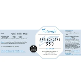 naturafit Artichoke 330 Capsules, Pack of 150 Capsules