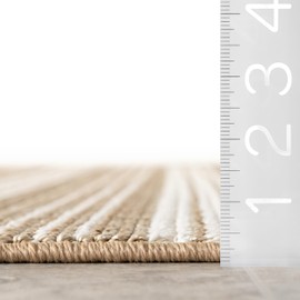 nuLOOM 4' x 6' Plush Indoor/Outdoor Area Rug, UV-Resistant, Long Loop Construction, Oeko-TEX Certified, Paito, Balcony, Hermine Brown