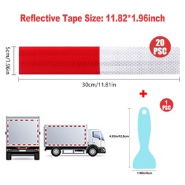 LULUQUEEN Reflective Tape 2" × 12" × 20 PCS Red & Silver High Intensity Self Adhesive Waterproof Trailer Outdoor Safety Caution Reflector for Cars, Trucks, Trailers, Boats, Road Signs