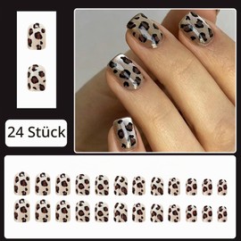 Aurora Leopard Glitter Stick On False Nails