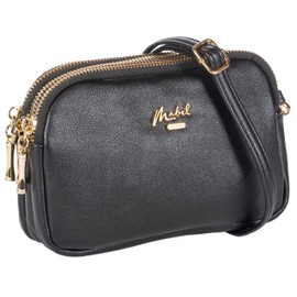 Mabel London Womens Quilted Cross-body Small Bag with Long Strap - Simone - (Design 1 - Black)