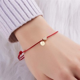 C Letter Coin Love Heart Bracelet for Women Men's Fashion Charm Braided Love Bracelet Heart Gold Plated Bangle Jewelry Gift
