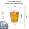 Dealusy 100 Pack - 16 oz Clear Plastic Cups with