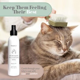 Begley's Natural Pet Detangling Spray - Premium Essential Oil Scented Detangler Spray for Dogs, Puppies & Cats - Dog Leave in Conditioner Spray - Dematting Spray for Dogs & Pets - 8 oz, Peppermint