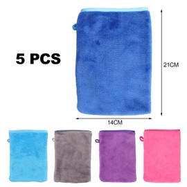 JJPJL Pack of 5 Face Cloths Microfibre, Wash Mitt Body, Wash Gloves, Microfibre Wash Cloth, Microfibre Flannel, Soft, Strong Water Absorption, 14 x 21 cm (5 Colours)