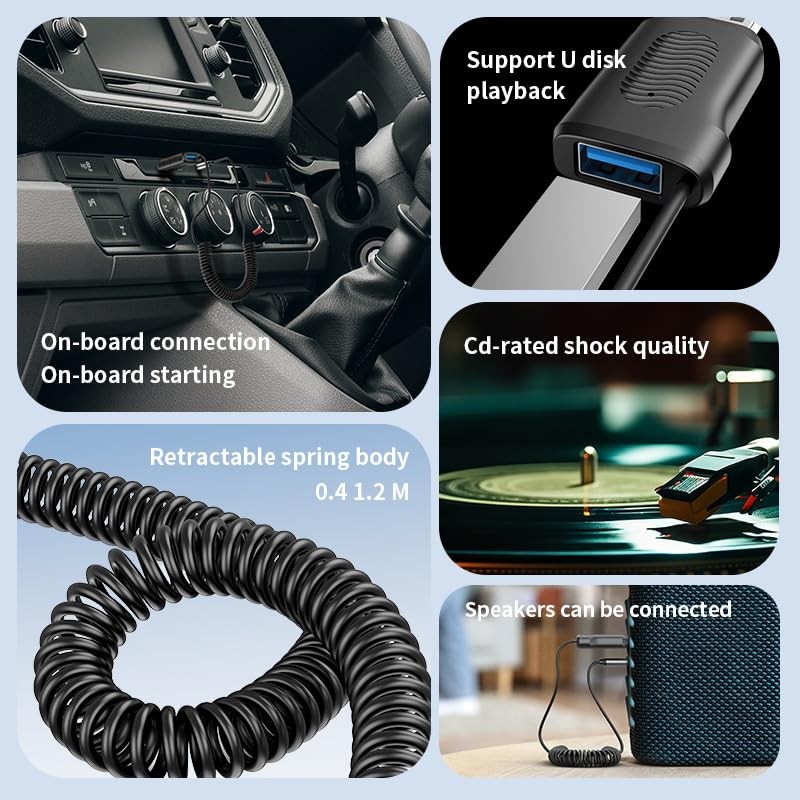 Bluetooth 5.4 Car Audio Adapter 3.5 mm AUX Plug RX