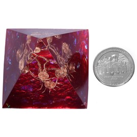 Nupuyai Healing Crystal Orgone Pyramid Stone with Copper Wire Energy Generator Figurine Decoration for Protection Meditation Reiki Balancing 1.96", Red
