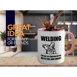 Welder 2Tone Pink Mug 11oz - fire and sweat - Welding Tool Welder Ironworker Pipefitter Welding Supplies Welding Gifts Welder Dad