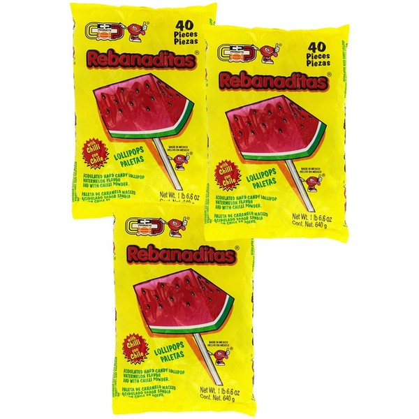 Spicy Mexican Candy Kit Including Vero Watermelon Rebanaditas Lollipops, 120 pieces