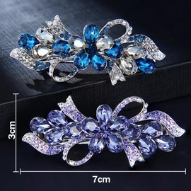 DAVBNM 3 Pcs Barrette Hair Clips, Rhinestone Flower Hair Clips, hHair Barrette for Women and Girls French Style, Crystal Grips for Women Girls Wedding Birthday Prom Gift