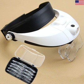 HAWK OPTICALS MG9008 2 LED Head Magnifier with Extra Lenses, White